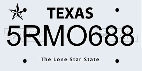5RMO688 Texas License Plate