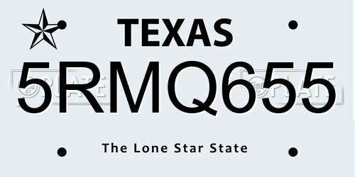 5RMQ655 Texas License Plate
