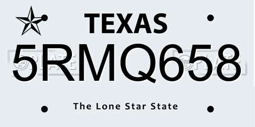 5RMQ658 Texas License Plate