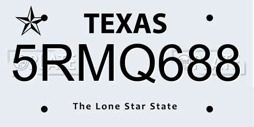 5RMQ688 Texas License Plate