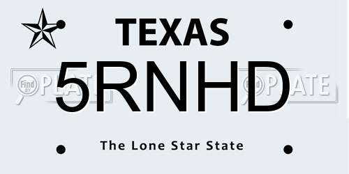 5RNHD Texas License Plate