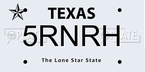 5RNRH Texas License Plate