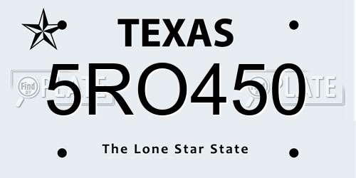 5RO450 Texas License Plate