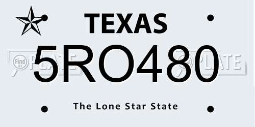 5RO480 Texas License Plate