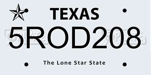 5ROD208 Texas License Plate