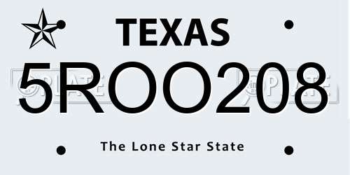 5ROO208 Texas License Plate