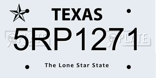 5RP1271 Texas License Plate