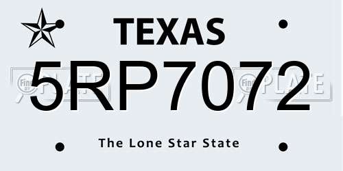 5RP7072 Texas License Plate