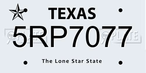 5RP7077 Texas License Plate