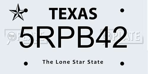 5RPB42 Texas License Plate