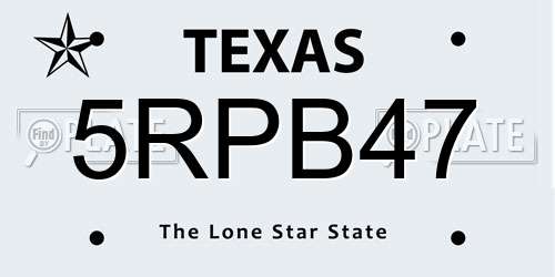 5RPB47 Texas License Plate