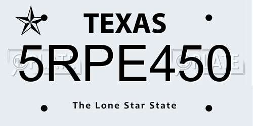 5RPE450 Texas License Plate