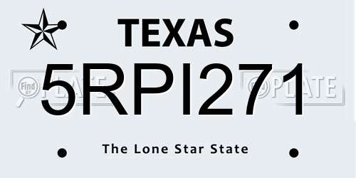 5RPI271 Texas License Plate