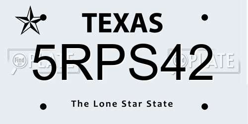5RPS42 Texas License Plate