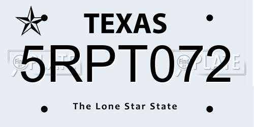 5RPT072 Texas License Plate