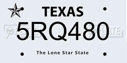 5RQ480 Texas License Plate