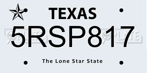 5RSP817 Texas License Plate