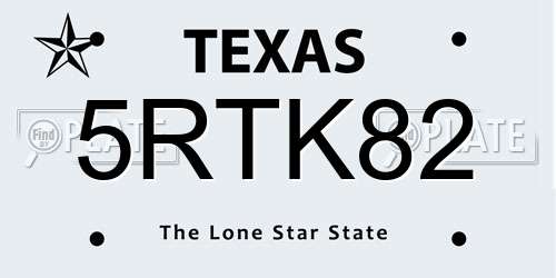 5RTK82 Texas License Plate