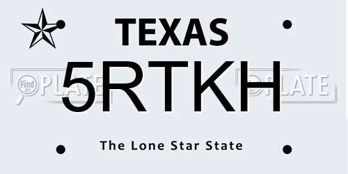 5RTKH Texas License Plate