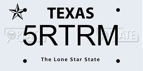 5RTRM Texas License Plate