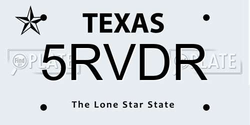 5RVDR Texas License Plate