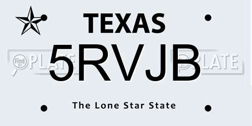 5RVJB Texas License Plate