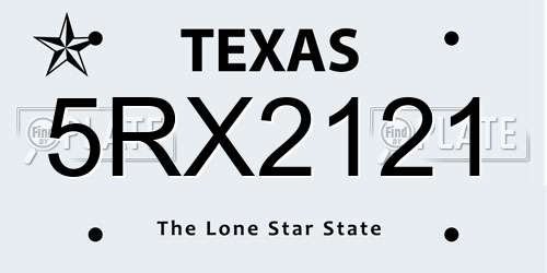 5RX2121 Texas License Plate