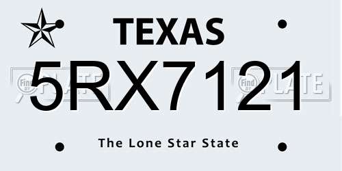 5RX7121 Texas License Plate