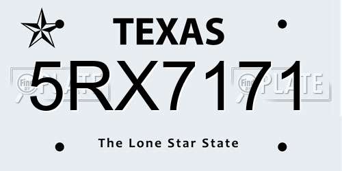 5RX7171 Texas License Plate