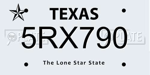 5RX790 Texas License Plate