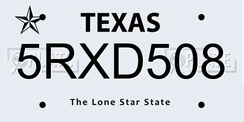 5RXD508 Texas License Plate