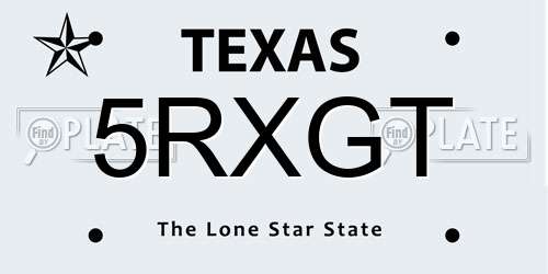 5RXGT Texas License Plate