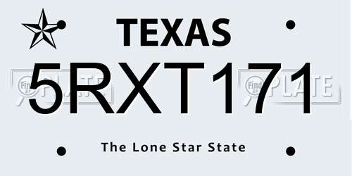 5RXT171 Texas License Plate