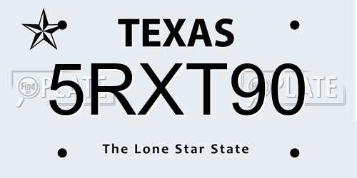 5RXT90 Texas License Plate