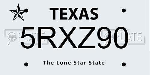 5RXZ90 Texas License Plate
