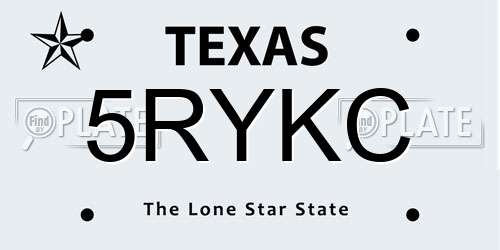 5RYKC Texas License Plate
