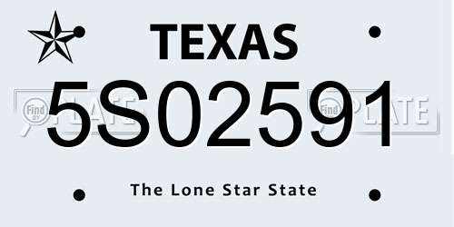 5S02591 Texas License Plate