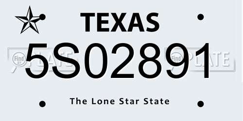 5S02891 Texas License Plate
