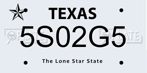 5S02G5 Texas License Plate