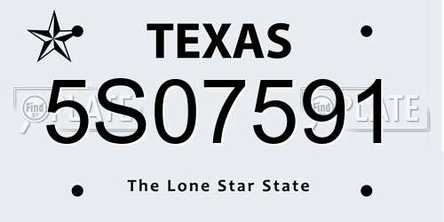 5S07591 Texas License Plate