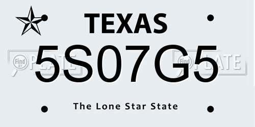 5S07G5 Texas License Plate