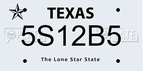 5S12B5 Texas License Plate