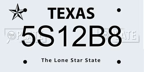 5S12B8 Texas License Plate