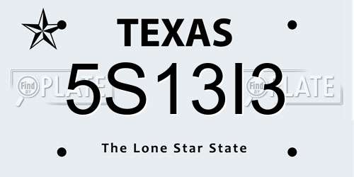 5S13I3 Texas License Plate