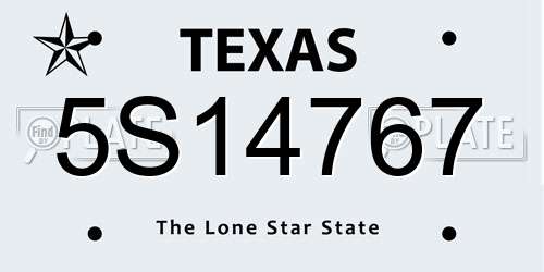 5S14767 Texas License Plate