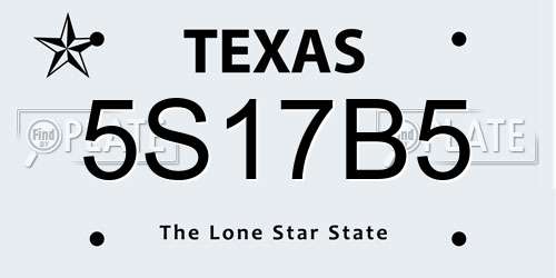 5S17B5 Texas License Plate