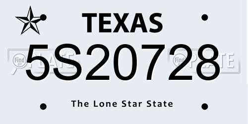 5S20728 Texas License Plate