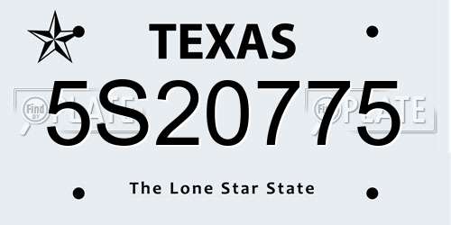 5S20775 Texas License Plate