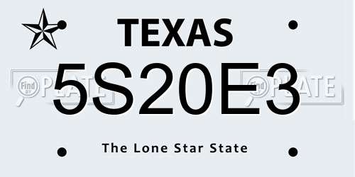 5S20E3 Texas License Plate