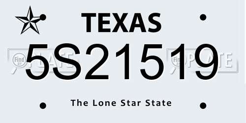 5S21519 Texas License Plate